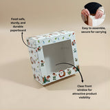 Santa Theme White Pastry Box | Christmas Pastry Box | Festive Bakery Packaging | Multi-Sizes | Pack of 25