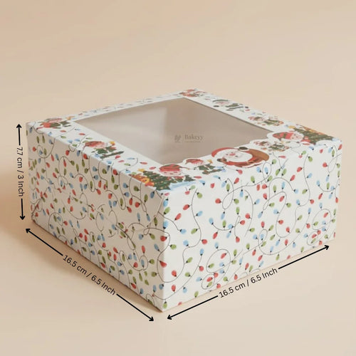 Santa Theme White Pastry Box | Christmas Pastry Box | Festive Bakery Packaging | Multi-Sizes | Pack of 25