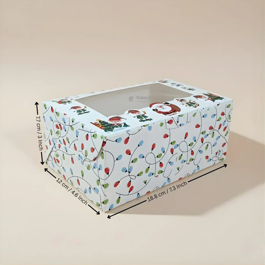 Santa Theme White Pastry Box | Christmas Pastry Box | Festive Bakery Packaging | Multi-Sizes | Pack of 25 - Bakeyy.com - India - Santa Theme White Pastry Box | Christmas Pastry Box | Festive Bakery Packaging | Multi-Sizes | Pack of 25 - Small 375.00
