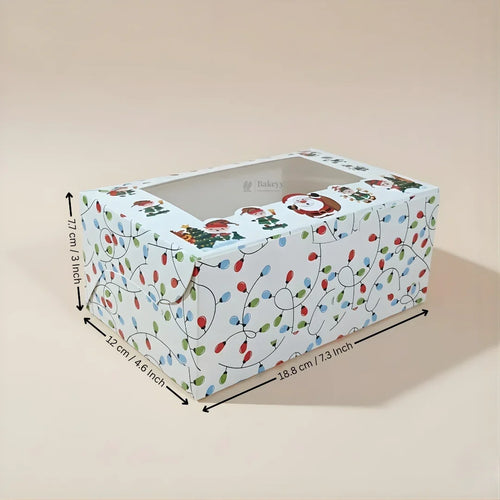 Santa Theme White Pastry Box | Christmas Pastry Box | Festive Bakery Packaging | Multi-Sizes | Pack of 25