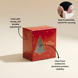 Tree Window Red Pastry Box | Christmas Pastry Box | Festive Bakery Packaging | Multi-Sizes | Pack of 25