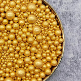 Gold Edible Pearl Sprinkles -7  Sizes Mix
