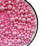 Pink Edible Pearl Sprinkles -7  Sizes Mix