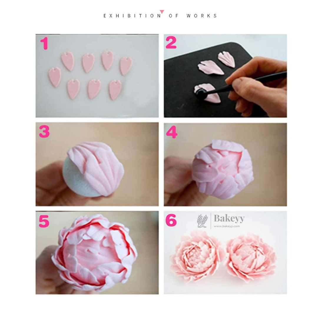 Peony Flower Fondant Cutter Set | Multi-Size Petal Cutters for Realistic Sugar Flowers | Pack of 4