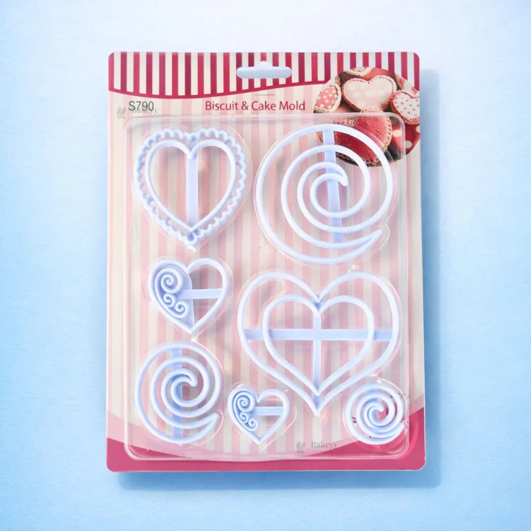 Heart Shape Theme Fondant & Cookie Cutter Set | 7 Piece | Pack of 1