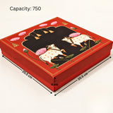 Pichwai Cow & Lotus Printed Sweet Gift Box | Multiple Capacities | Pack of 4