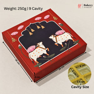Pichwai Cow & Lotus Printed Sweet & Chocolate Gift Box | With & Without Cavity | Multiple Capacities