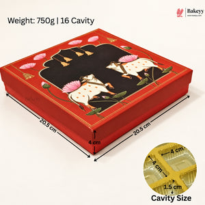 Pichwai Cow & Lotus Printed Sweet & Chocolate Gift Box | With & Without Cavity | Multiple Capacities