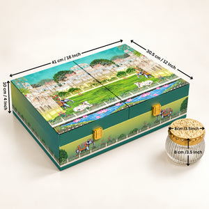 Pichwai Embossed MDF Hamper Box | Jars and Candles | With & Without Cavity Options 