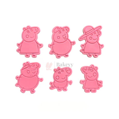 Peppa Pig Theme Cookie Cutter & Embosser Set 6 Piece | Pack of 1