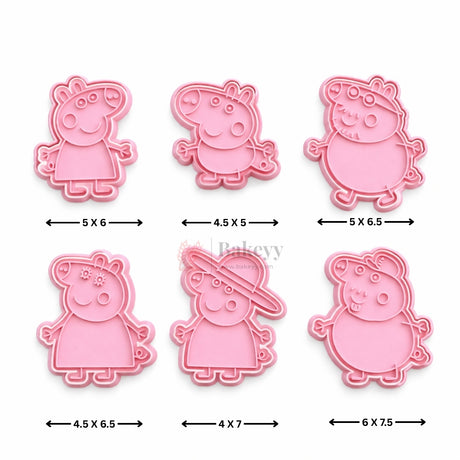Peppa Pig Theme Cookie Cutter & Embosser Set 6 Piece | Pack of 1
