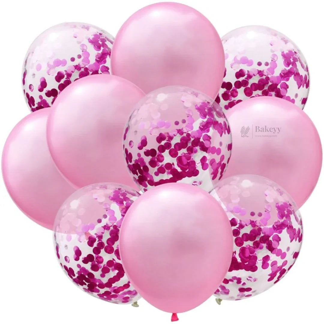 Pink Balloon Set – Latex & Confetti Combo | Party Decoration Combo | 10 pc Set | 1 Piece