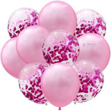 Pink Balloon Set – Latex & Confetti Combo | Party Decoration Combo | 10 pc Set | 1 Piece