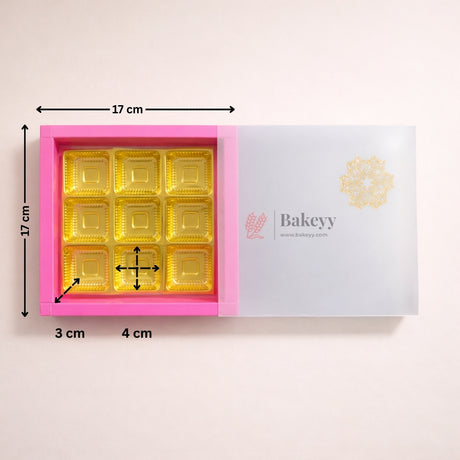 Pink Sliding Chocolate Box with Gold Cavity  Premium Rigid Gift Box for Chocolates  