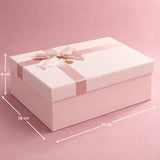 Pink Textured Luxury Gift Box | Premium Rigid Hamper Gift Box with Lid & Ribbon | 3 Sizes Available | pack of 1