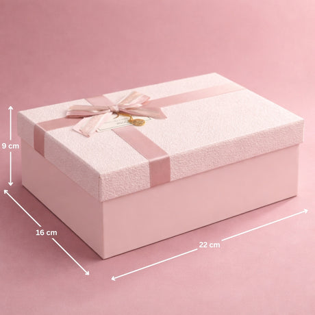 Pink Textured Luxury Gift Box | Premium Rigid Hamper Gift Box with Lid & Ribbon | 3 Sizes Available | pack of 1