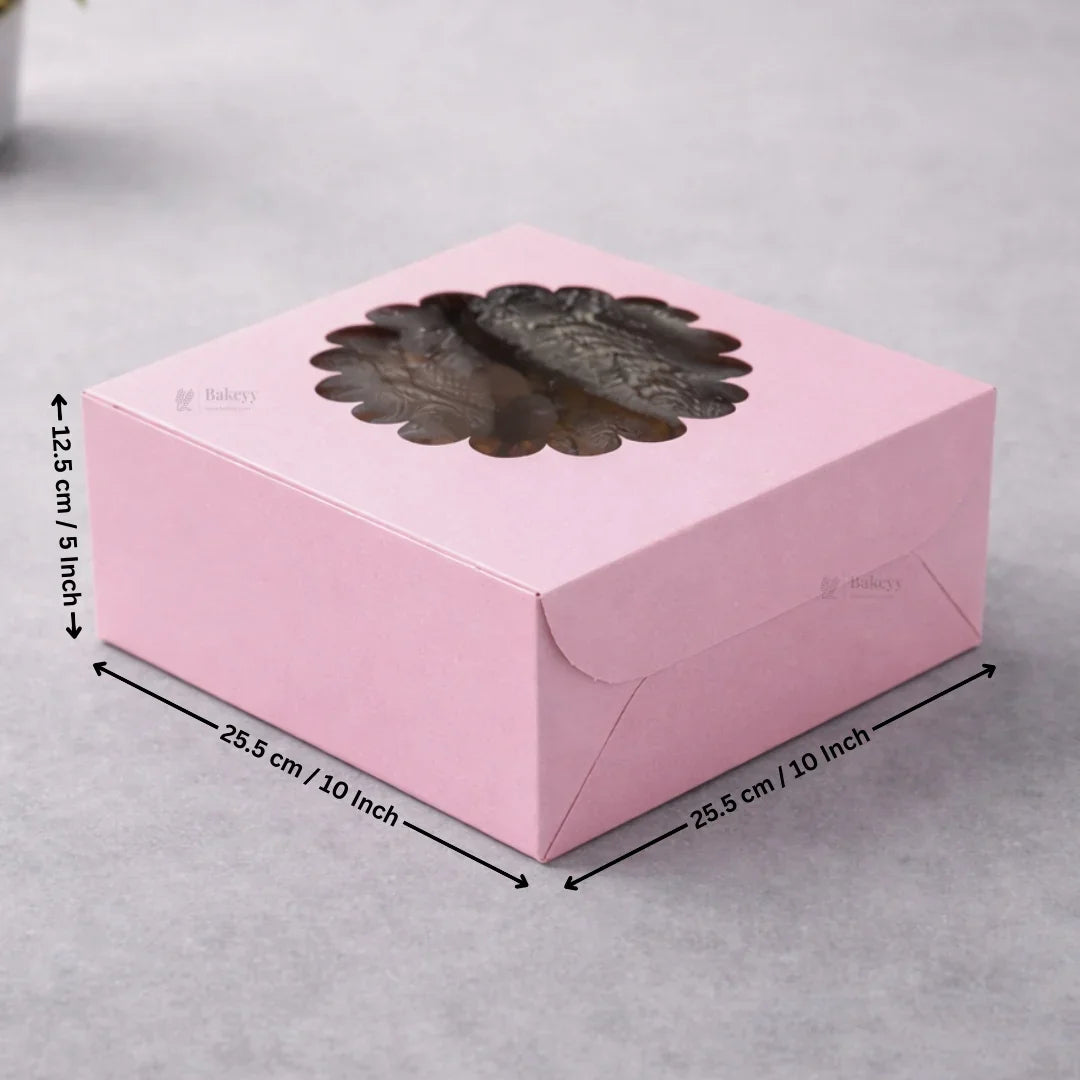 Pink Cake Box with Flower Window Top | Multiple Sizes Available | Pack of 25