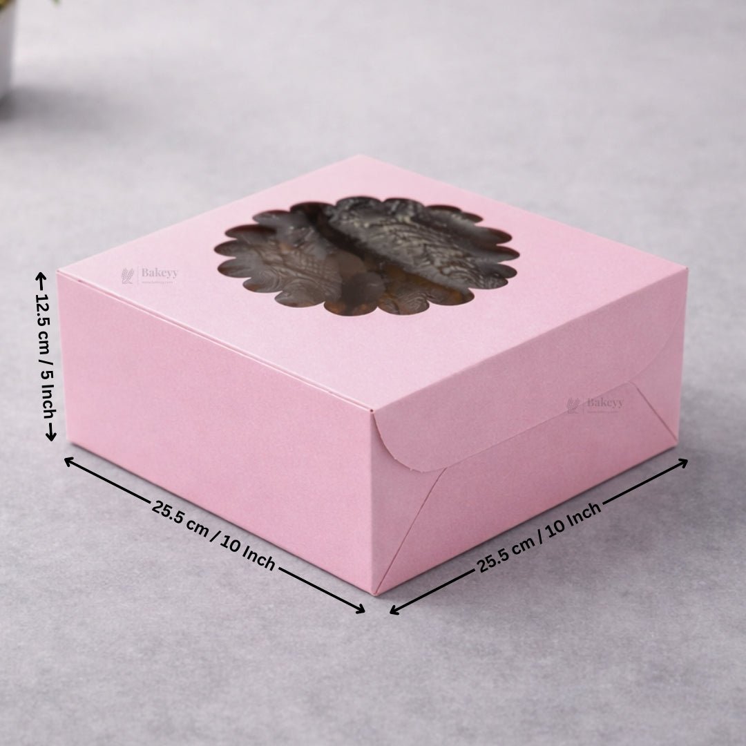 Pink Cake Box with Flower Window Top | Multiple Sizes Available | Pack of 25