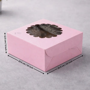Pink Cake Box with Flower Window Top | Multiple Sizes Available | Pack of 25