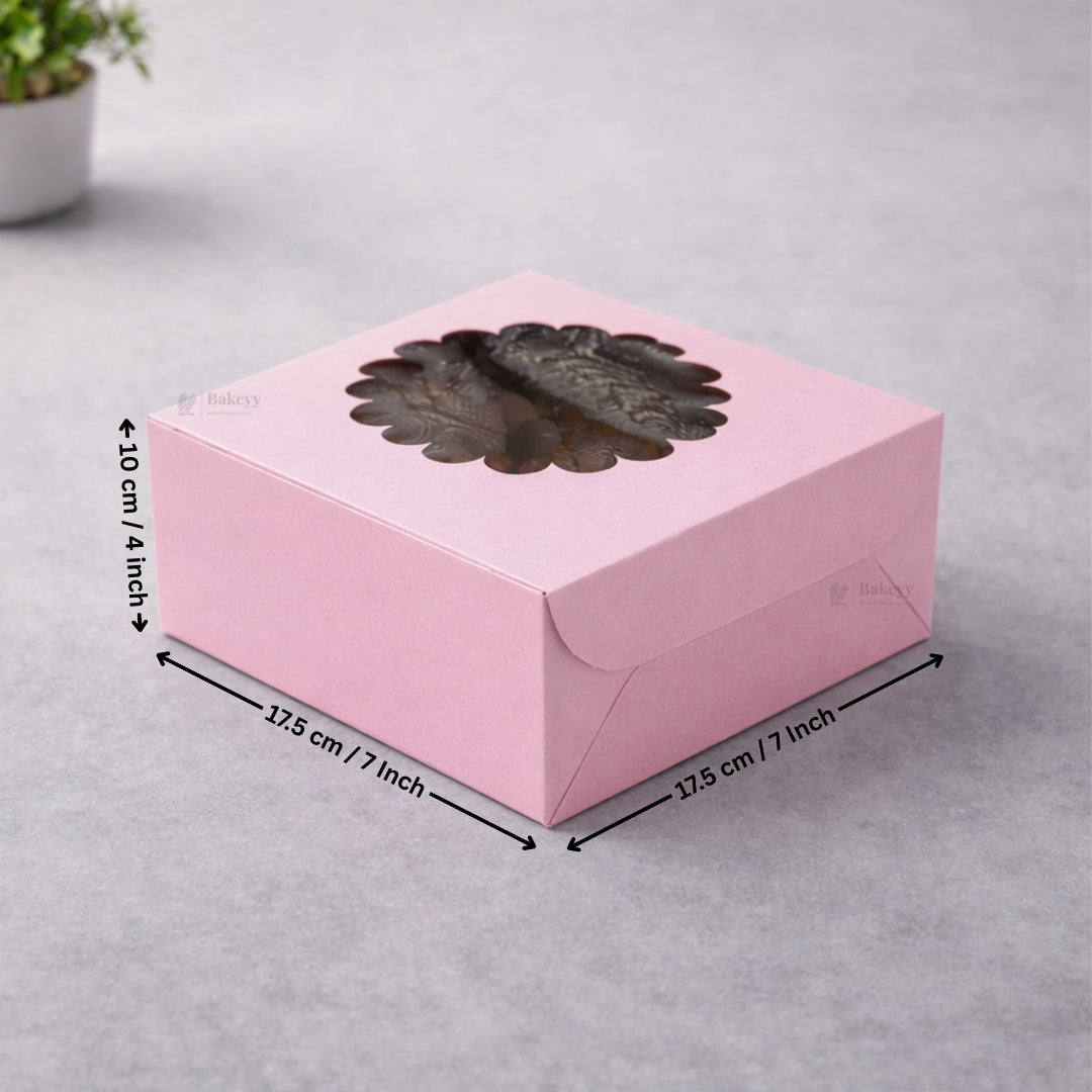 Pink Cake Box with Flower Window Top | Multiple Sizes Available | Pack of 25