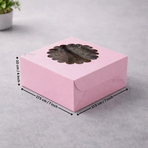 Pink Cake Box with Flower Window Top | Multiple Sizes Available | Pack of 25