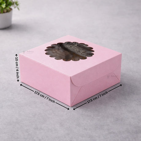 Pink Cake Box with Flower Window Top | Multiple Sizes Available | Pack of 25