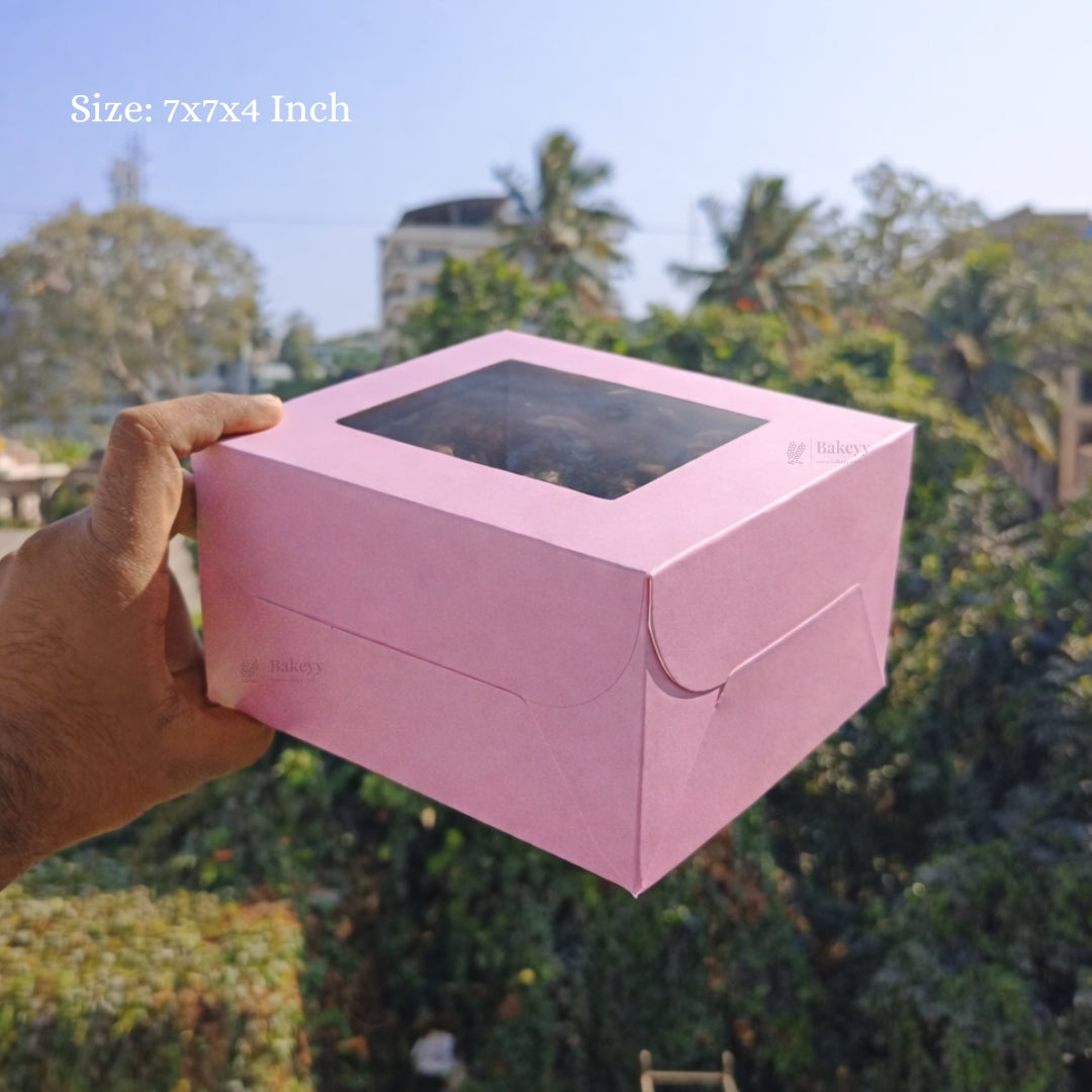 Pink Cake Box with Square Window Top | Multiple Sizes Available | Pack of 25