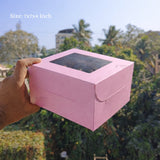 Pink Cake Box with Square Window Top | Multiple Sizes Available | Pack of 25
