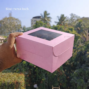 Pink Cake Box with Square Window Top | Multiple Sizes Available | Pack of 25