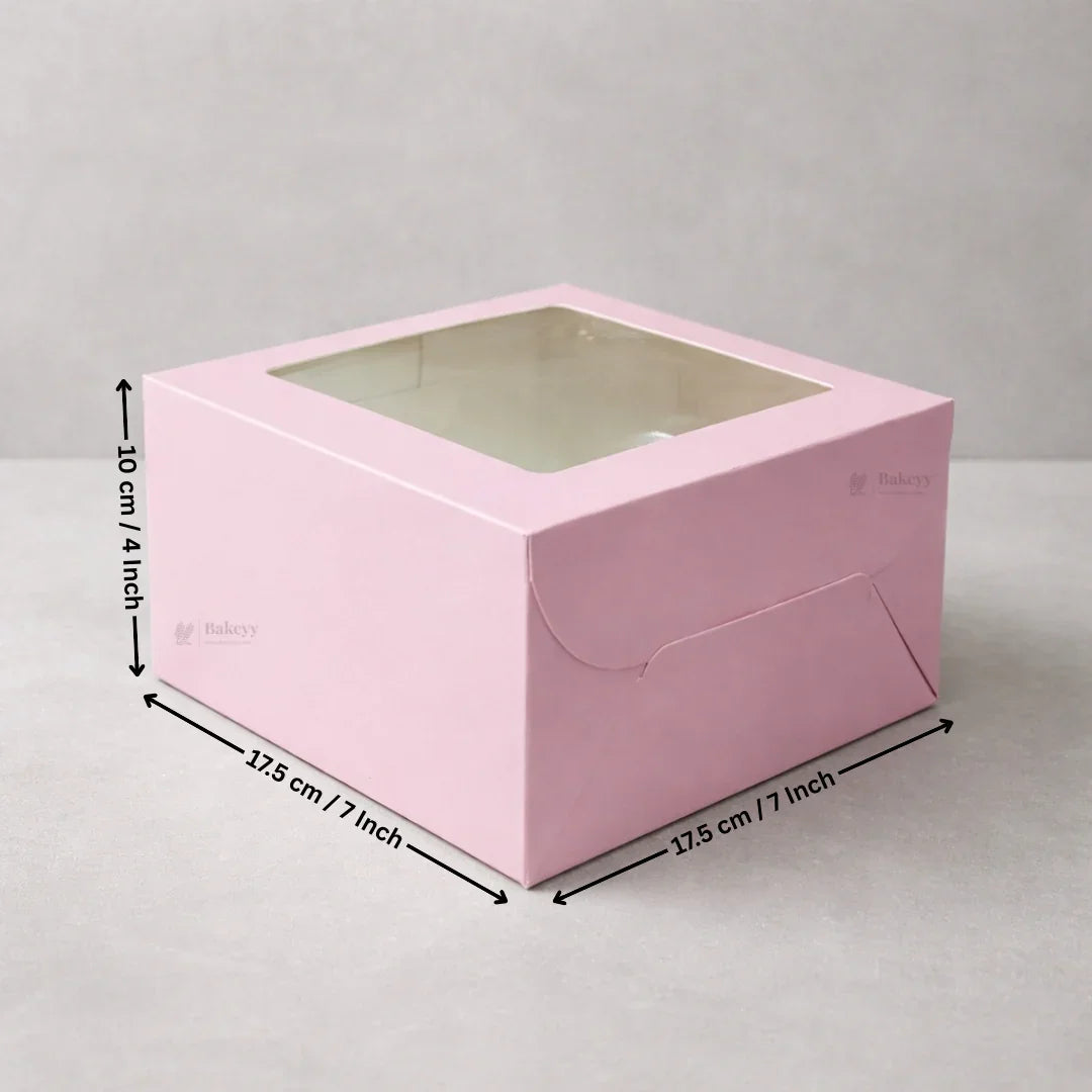 Pink Cake Box with Square Window Top | Multiple Sizes Available | Pack of 25
