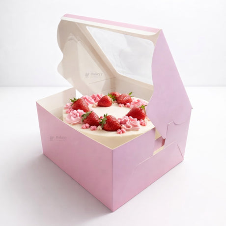 Pink Cake Box with Square Window Top | Multiple Sizes Available | Pack of 25