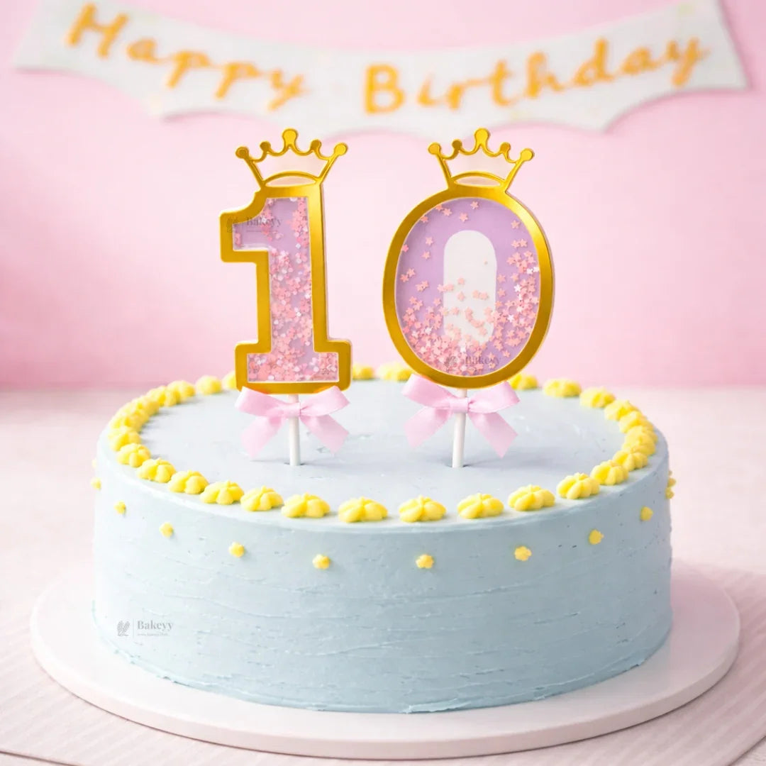 Pink Crown Shaker Number Cake Topper | 0–9 Available | Pack of 1