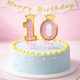 Pink Crown Shaker Number Cake Topper | 0–9 Available | Pack of 1