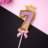 Pink Crown Shaker Number Cake Topper | 0–9 Available | Pack of 1