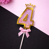 Pink Crown Shaker Number Cake Topper | 0–9 Available | Pack of 1