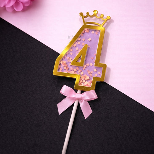 Pink Crown Shaker Number Cake Topper | 0–9 Available | Pack of 1