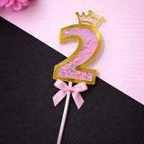 Pink Crown Shaker Number Cake Topper | 0–9 Available | Pack of 1