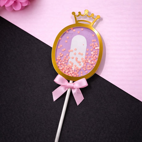 Pink Crown Shaker Number Cake Topper | 0–9 Available | Pack of 1