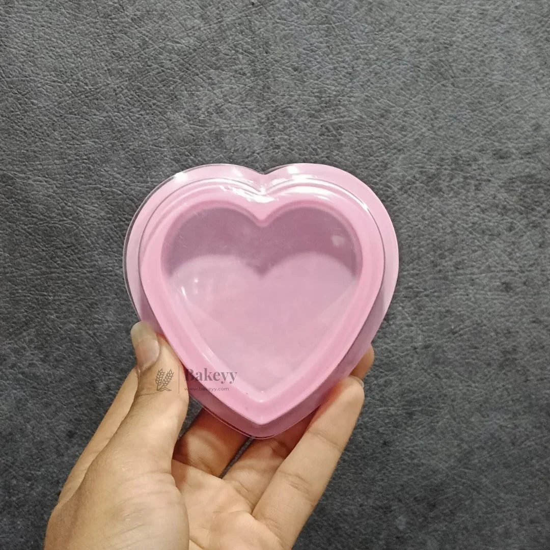 Pink Heart Shape Chocolate Box with Transparent Lid | Gift Box for Chocolates & Gifting | Pack of 25