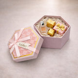 Pink Hexagon Gift Box with Ribbon | Luxury Rigid Hamper & Chocolate Packaging Box | Available in 3 Sizes | Pack of 1