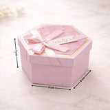 Pink Hexagon Gift Box with Ribbon | Luxury Rigid Hamper & Chocolate Packaging Box | Available in 3 Sizes | Pack of 1