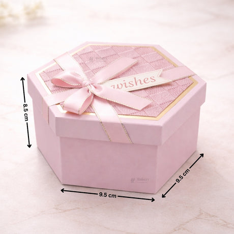 Pink Hexagon Gift Box with Ribbon | Luxury Rigid Hamper & Chocolate Packaging Box | Available in 3 Sizes | Pack of 1