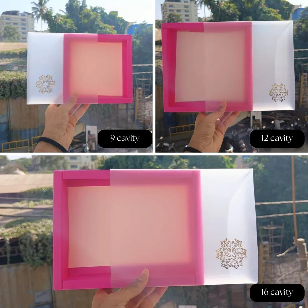 Pink Sliding Chocolate Box with Gold Cavity  Premium Rigid Gift Box for Chocolates  