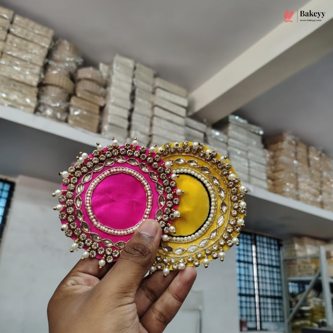 Rangoli Diya Mat | Pink and Yellow Color | Pack of 1
