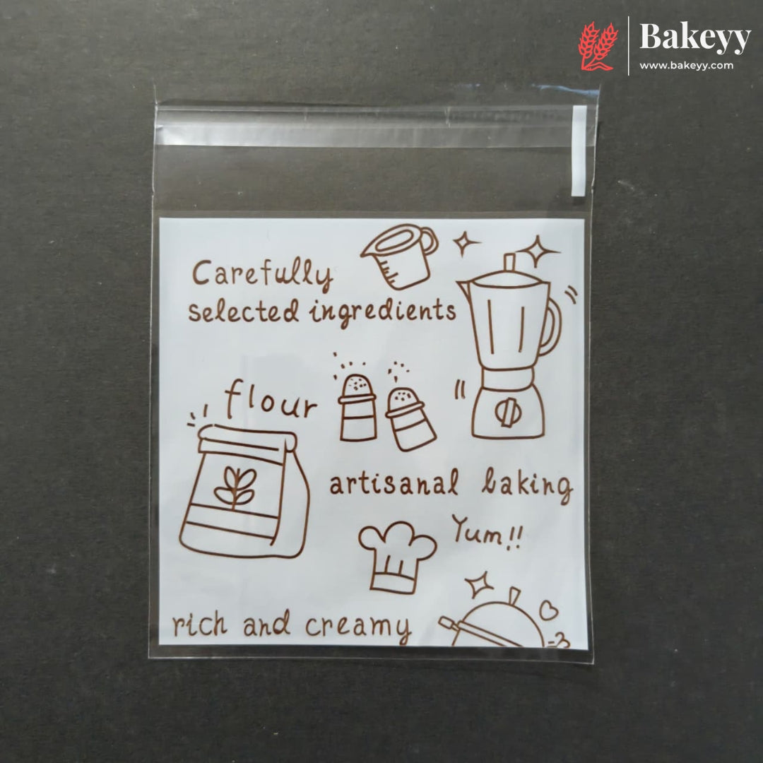 10x10cm | Printed Self-Seal Cookie Pouch | Multiple Designs | Pack of 100