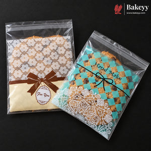 11x10cm | Printed Self-Seal Cookie Pouch | Multiple Designs | Pack of 100