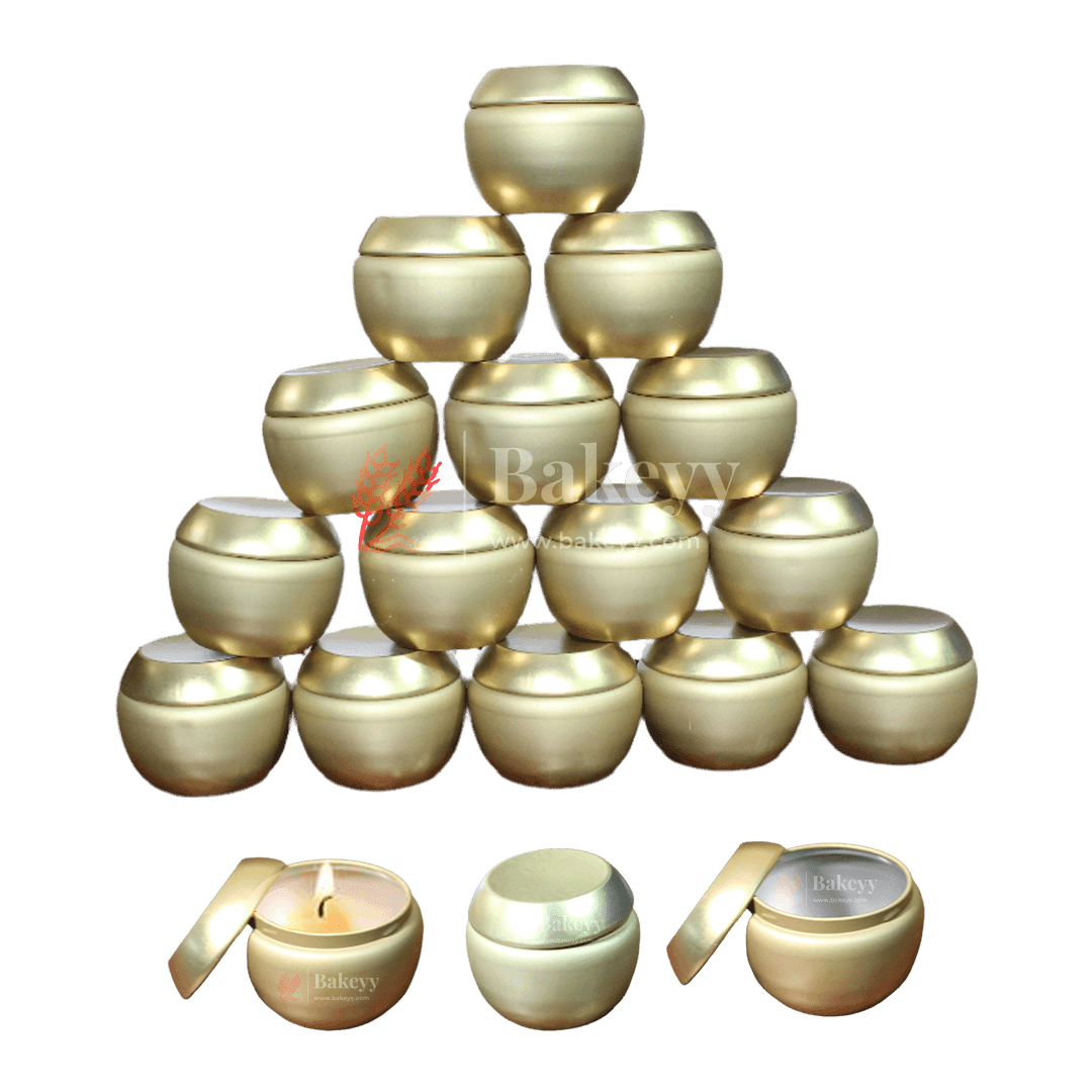 Polished Candle Tin Box | Empty Decorative Tin Container | Candle Holder | Storage Tin | Pack of 10 - Bakeyy.com - India - Polished Candle Tin Box | Empty Decorative Tin Container | Candle Holder | Storage Tin | Pack of 10 - Pack of 10 / GOLD