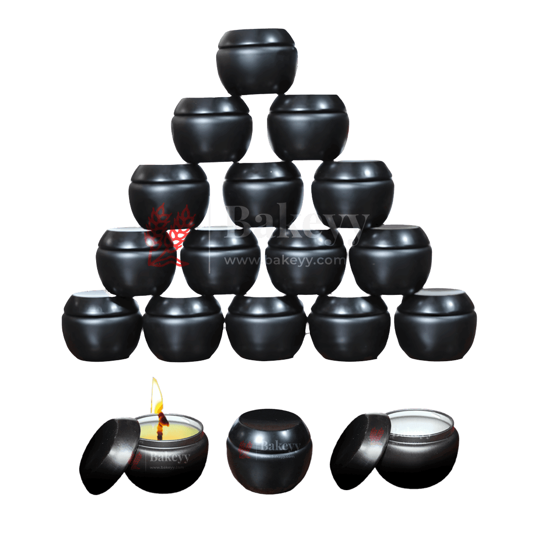 Polished Candle Tin Box | Empty Decorative Tin Container | Candle Holder | Storage Tin | Pack of 10 - Bakeyy.com - India - Polished Candle Tin Box | Empty Decorative Tin Container | Candle Holder | Storage Tin | Pack of 10 - Pack of 10 / BLACK