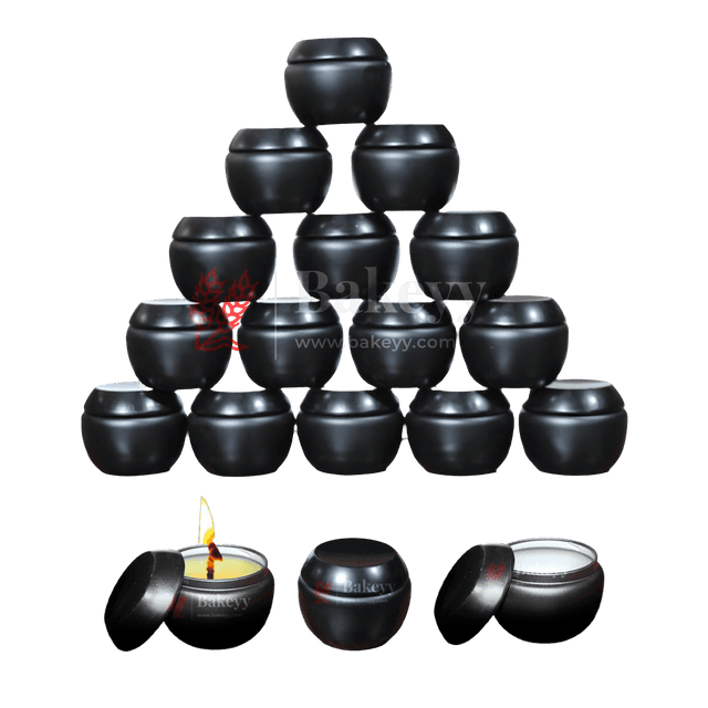 Polished Candle Tin Box | Empty Decorative Tin Container | Candle Holder | Storage Tin | Pack of 10 - Bakeyy.com - India - Polished Candle Tin Box | Empty Decorative Tin Container | Candle Holder | Storage Tin | Pack of 10 - Pack of 10 / BLACK
