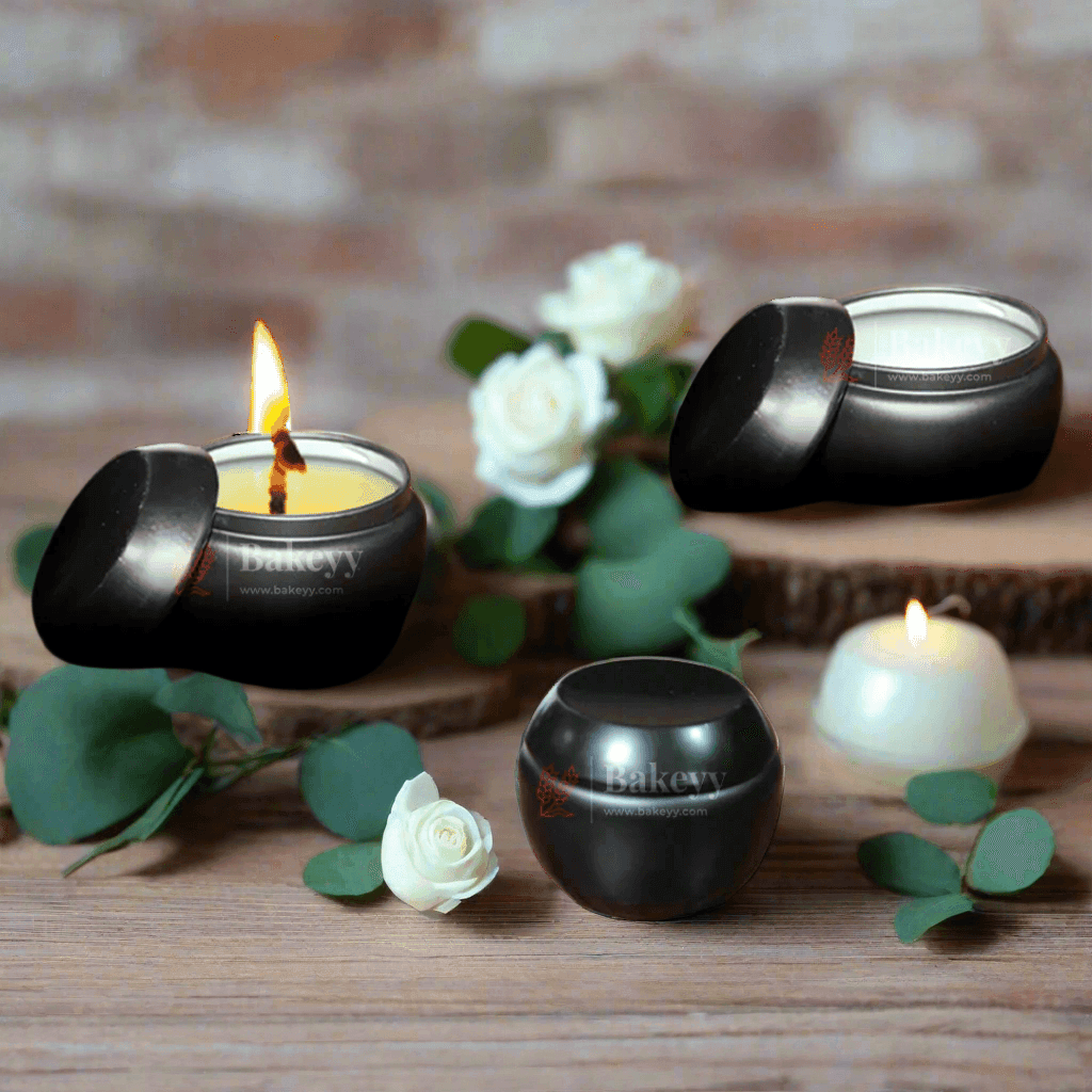 Polished Candle Tin Box | Empty Decorative Tin Container | Candle Holder | Storage Tin | Pack of 10 - Bakeyy.com - India - Polished Candle Tin Box | Empty Decorative Tin Container | Candle Holder | Storage Tin | Pack of 10 - Pack of 10 / BLACK